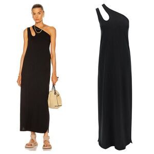 NEW Loulou Studio Agitti Maxi Dress Asymmetric Single Shoulder Black Women's XS